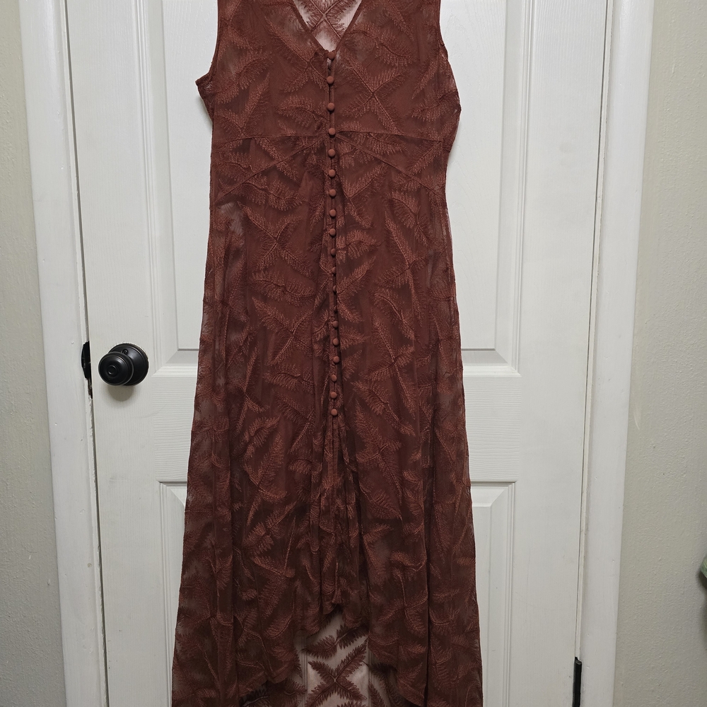 Shyanne Sleeveless High Low Dress In Rust